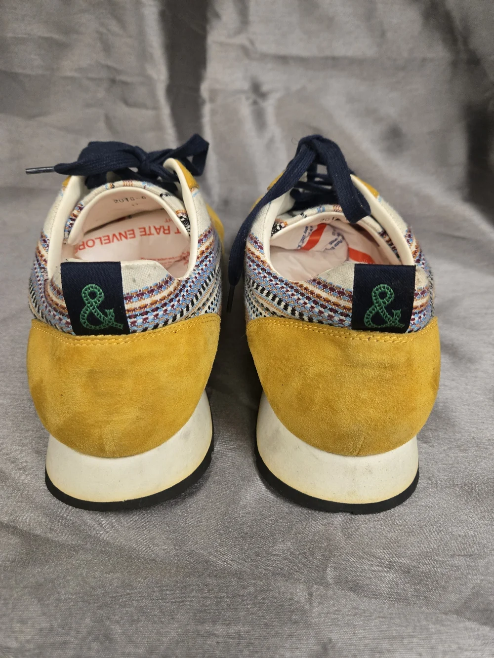 Men's Yellow Suede & Multicolor Knit Lace-Up Sneakers